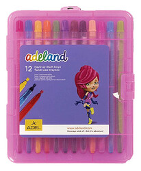 Adeland Çevir-Aç Mum Boya Takımı Tam Boy 12 Renk - ADEL