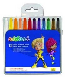 Adeland Çevir-Aç Mum Boya Takımı Yarım Boy 12 Renk - ADEL