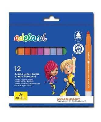 Adeland Keçeli Boya Kalem Takımı Jumbo 12 Renk - 1