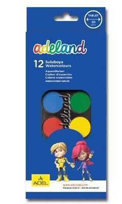 Adeland Sulu Boya Takımı Büyük Boy 12 Renk - 1