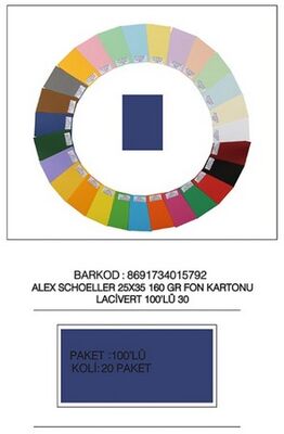 Alex Schoeller 25x35 cm Fon Kartonu 160 gr /m² No:30 Lacivert - 1