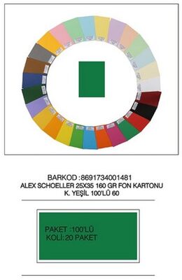 Alex Schoeller 25x35 cm Fon Kartonu 160 gr /m² No:60 Koyu Yeşil - 1