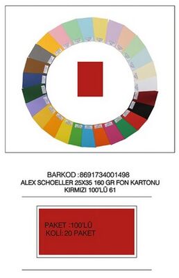 Alex Schoeller 25x35 cm Fon Kartonu 160 gr /m² No:61 Kırmızı 100 lü - 1
