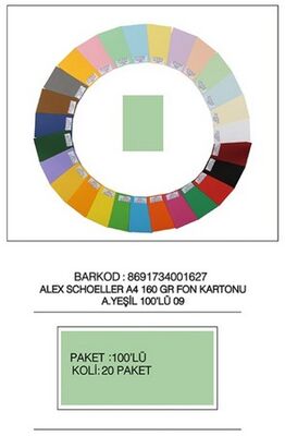 Alex Schoeller A4 Fon Kartonu 160 gr /m² No:09 Açık Yeşil - 1