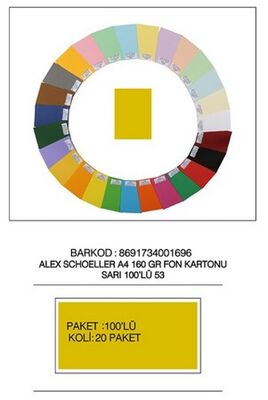 Alex Schoeller A4 Fon Kartonu 160 gr /m² No:53 Sarı 100 lü - 1