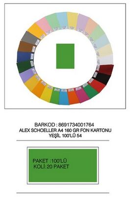 Alex Schoeller A4 Fon Kartonu 160 gr /m² No:54 Yeşil 100 lü - 1