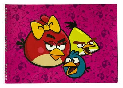 Angry Birds 25x35 cm Karton Kapak Spiralli Resim Defteri 15 yp - 1