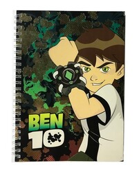Ben10 A5 Yaldızlı Karton Kapak Spiralli Okul Defteri Çizgili 80 yp - KESKİN COLOR