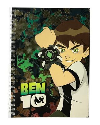 Ben10 A5 Yaldızlı Karton Kapak Spiralli Okul Defteri Çizgili 80 yp - 1