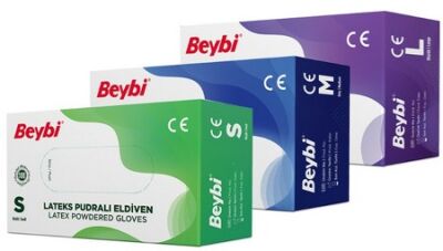 Beybi Latex Muayene Eldiveni (L) Pudralı 100 lü - 1