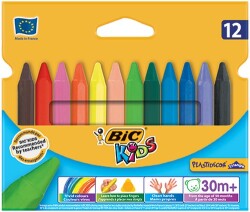 Bic Kids Plastidecor Elleri Kirletmeyen Üçgen Pastel Boya 12 Renk - BIC