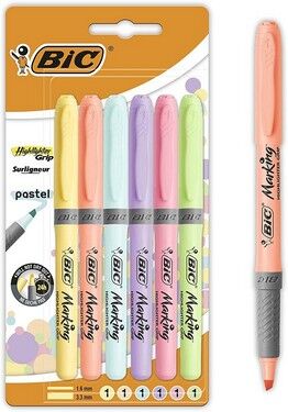 Bic Marking Kalem Tip Fosforlu Kalem Pastel Seri 6 Renk - 2