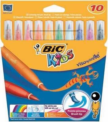Bic Visa Fırça Uçlu Keçeli Boya Kalem Takımı Jumbo 10 Renk - 1