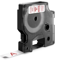 Dymo D1 Yedek Şerit, 12 mm x 7 mt, Beyaz/ Kırmızı (45015) - DYMO