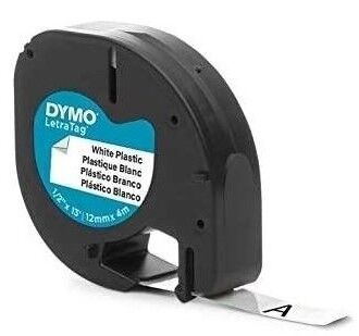 Dymo LetraTag Plastik Şerit ( 12 mm X 4 mt ) , Beyaz (59422 ) - 1