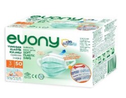 Evony Yumuşak Elastik Kulaklı Cerrahi Maske 50 li - EVONY