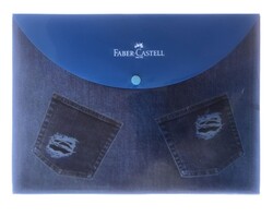 Faber-Castell Çıtçıtlı Dosya Trendy Kot Desen A4 - 1