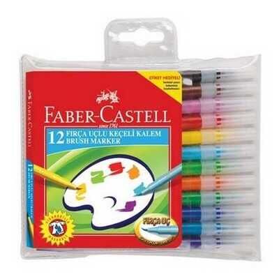 Faber-Castell Keçeli Boya Kalem Takımı Fırça Uç 12 Renk - 1
