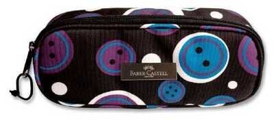 Faber-Castell Oval Basic Kalem Çantası Düğme Desen Siyah - 1