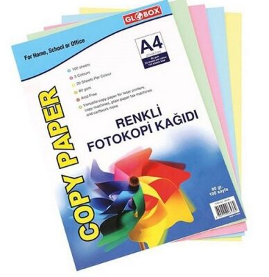 Globox A4 Renkli Fotokopi Kağıdı 5 Renk 100 Ad - 1