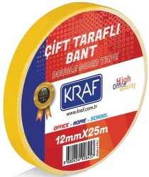 Kraf Çift Taraflı Bant 12mm x 25M 2512G - KRAF