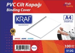 Kraf Cilt Kapağı A4 100 Lü 512G Beyaz - KRAF