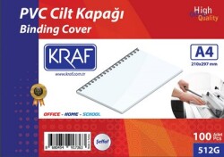 Kraf Cilt Kapağı A4 100 Lü 512G Şeffaf - KRAF