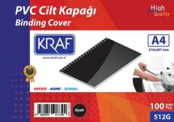Kraf Cilt Kapağı A4 100 Lü 512G Siyah - KRAF