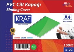 Kraf Cilt Kapağı A4 100 Lü 512G Yeşil - KRAF