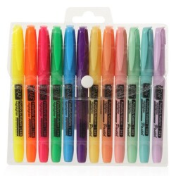 Kraf Fosforlu Kalem Tipi 340/345-12 12 Li ( 6 Pastel+6 Parlak Renk ) - KRAF