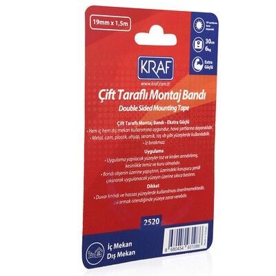 Kraf Montaj Bandı Çift Taraflı Extra Güçlü Dış Mekan 19mm X 1,5M 2520G - 4