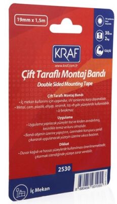 Kraf Montaj Bandı Çift Taraflı İç Mekan 19mm X 1,5M 2530G - 2