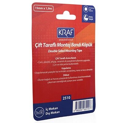 Kraf Montaj Bandı Çift Taraflı Köpük 15mm X 1,9M 2510G - 4