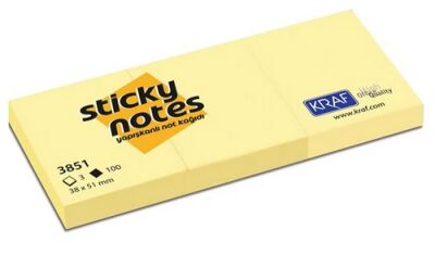 Kraf Yapışkanlı Not Kağıdı 38X51 mm Sarı 3 Lü 3851 - 1