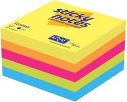 Kraf Yapışkanlı Not Kağıdı Küp 50X50 250Yp Mıxed 5050Mx - KRAF