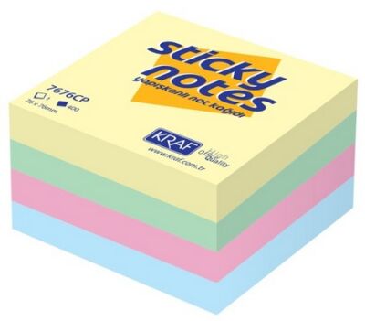 Kraf Yapışkanlı Not Kağıdı Küp 76X76 400Yp Pastel 7676CP - 1