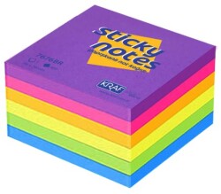 Kraf Yapışkanlı Not Kağıdı Küp 76x76 mm 400 yp Bright 7676BR - KRAF