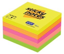 Kraf Yapışkanlı Not Kağıdı Küp 76x76 mm 400 yp Neon 7676CN - KRAF