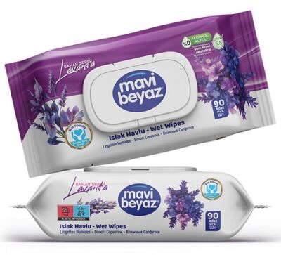 Mavi Beyaz Islak Mendil, Lavanta 90 Lı - 1