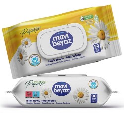 Mavi Beyaz Islak Mendil, Papatya 90 Lı - MAVİ BEYAZ