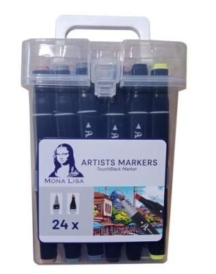 Mona Lisa TouchBlack Çift Uçlu Artist Marker 24 Renk - 1