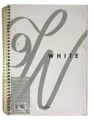 Notte A4 Black & White Spiralli Sert Kapak 4 Konulu Defter Çizgili 120 yp - 2