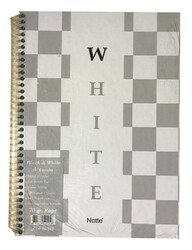 Notte A4 Black & White Spiralli Sert Kapak 4 Konulu Defter Çizgili 120 yp - 1