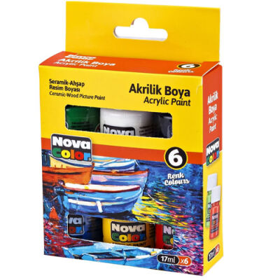 Nova Color Akrilik Boya Şişe 17 ml x 6 Renk - 1