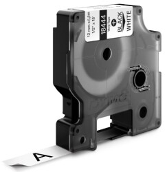 RhinoPRO Renkli Vinil Şerit 12mmx5,5m Beyaz/Siyah - DYMO