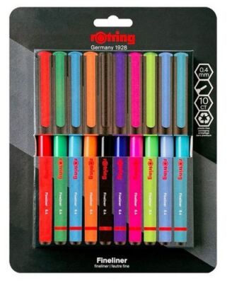 Rotring Fineliner, Keçe Uçlu Kalem, 10 Renk Blister - 1