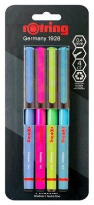 Rotring Fineliner, Keçe Uçlu Kalem, 4 Renk Blister - 1