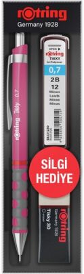 Rotring Tikky Versatil+Min+Silgi Okul Seti, Ahududu Pembe 0,7 mm - 1