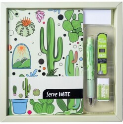 Serve Defter Seti, Desenli Nane Yeşili Kutulu - SERVE