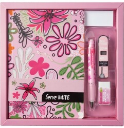 Serve Defter Seti, Desenli Şeker Pembe Kutulu - SERVE